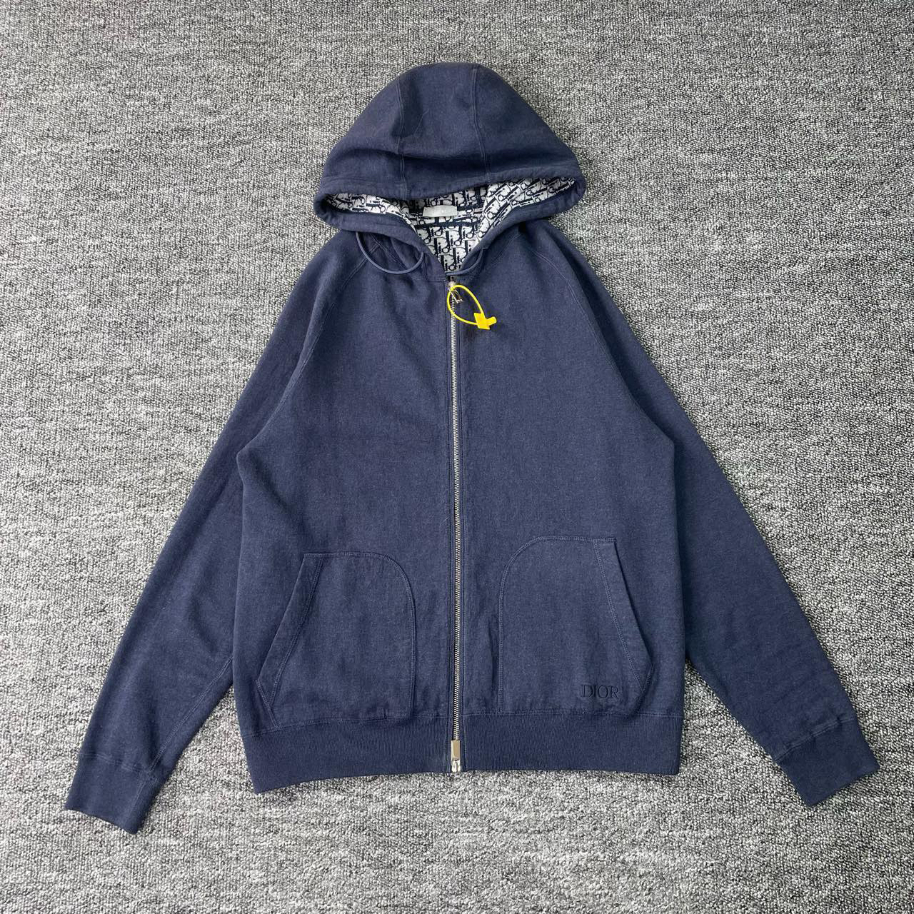 95新 DIOR/迪奥 8148/Dior 海军蓝刺绣内里满印拉链外套/S码/98新