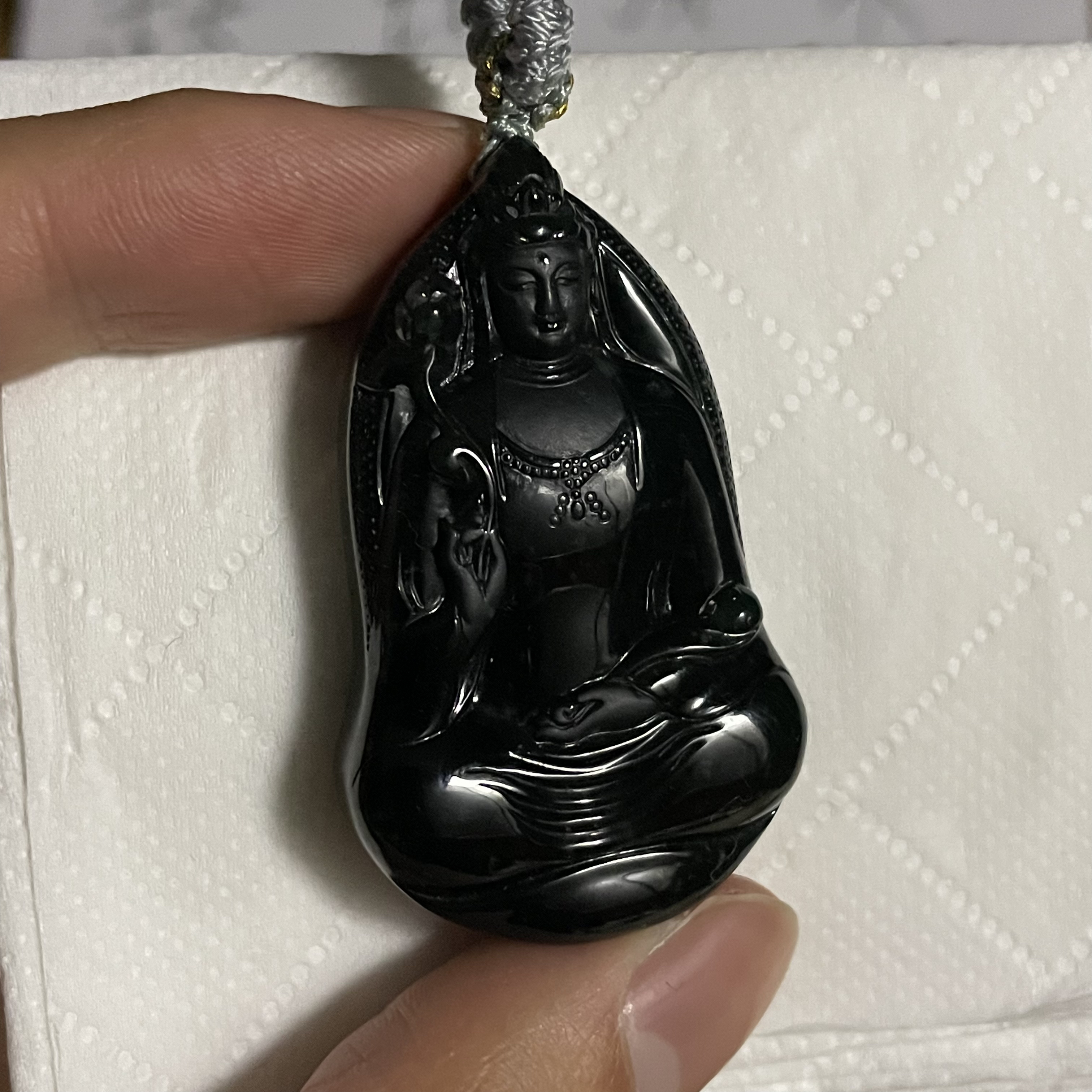 天然翡翠A货 素衣观音牌