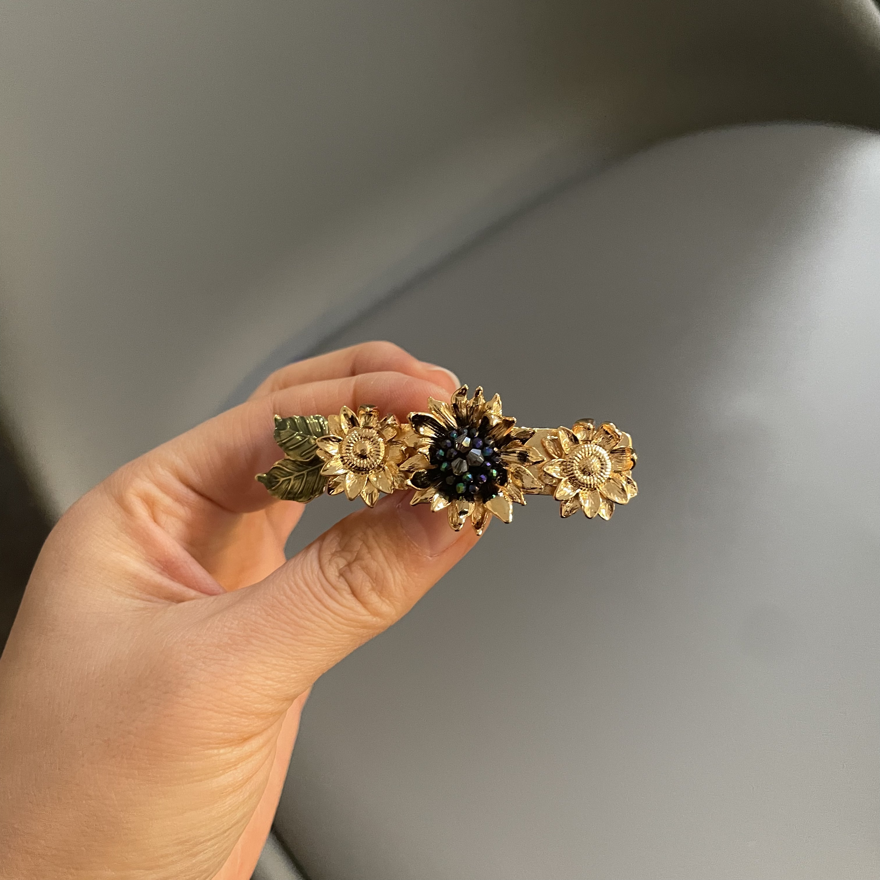 向日葵小弹簧夹头饰顶夹可爱复古优雅镶钻发卡夹子气质轻奢发夹