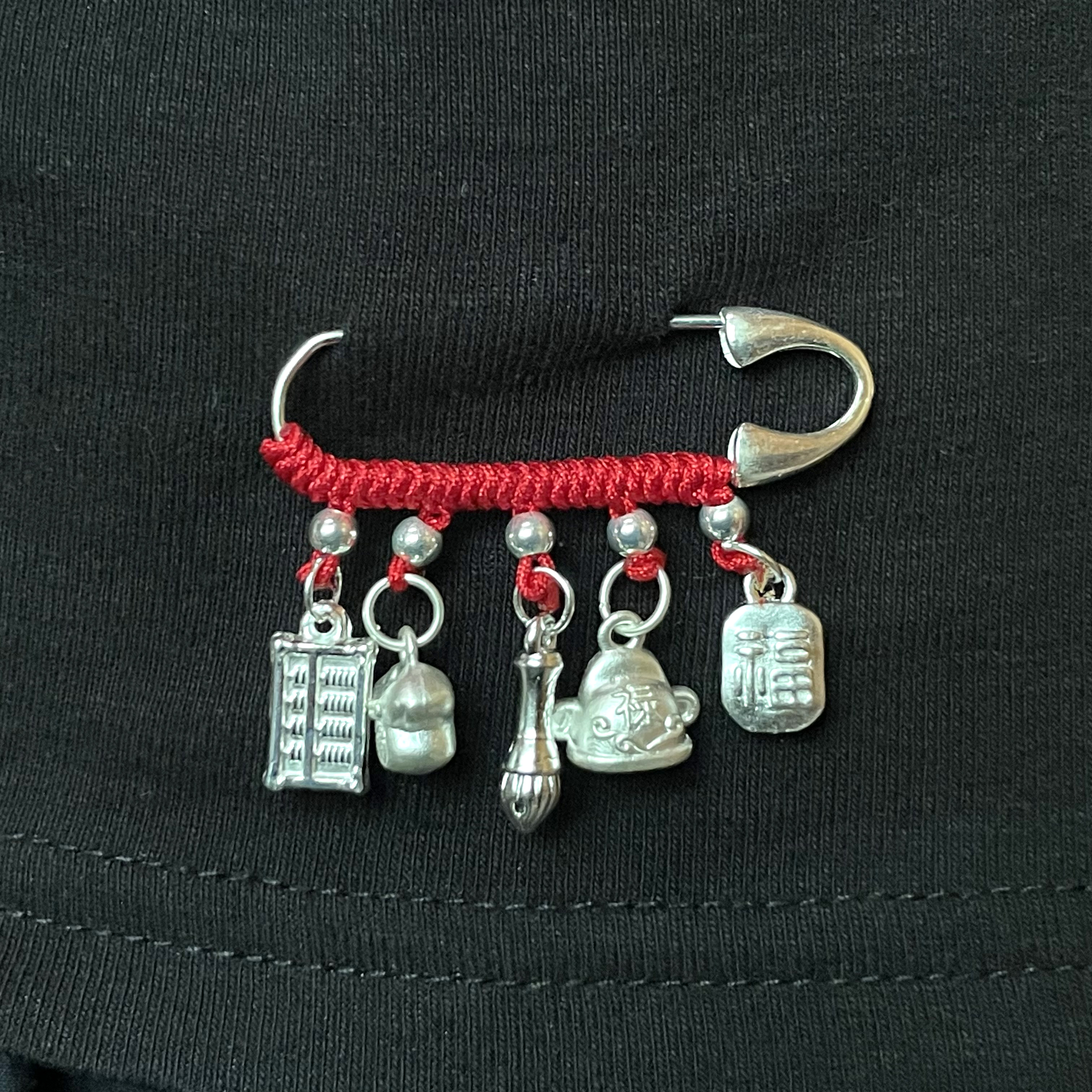 足银布艺银制品 【铺子】福禄童安足银别针 宝宝别针