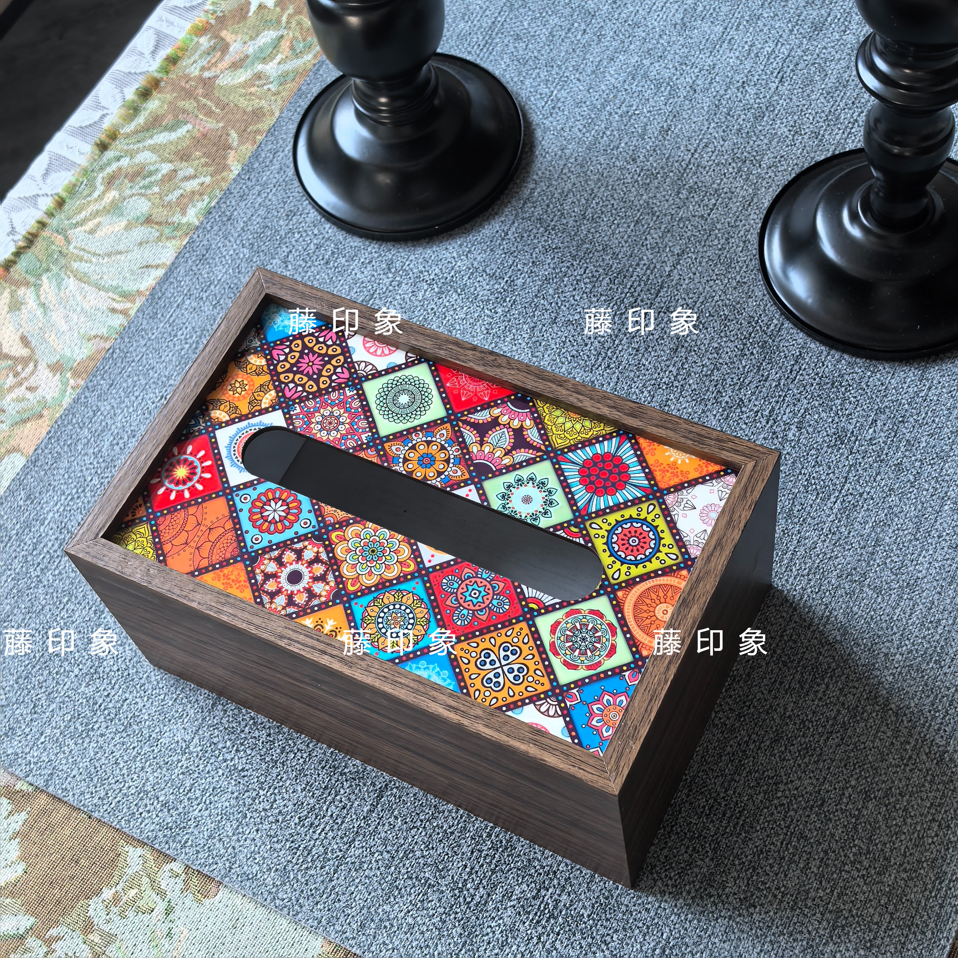 波西米亚新中式抽纸盒客厅饭店酒店卧室边几茶几高档餐巾纸收纳盒