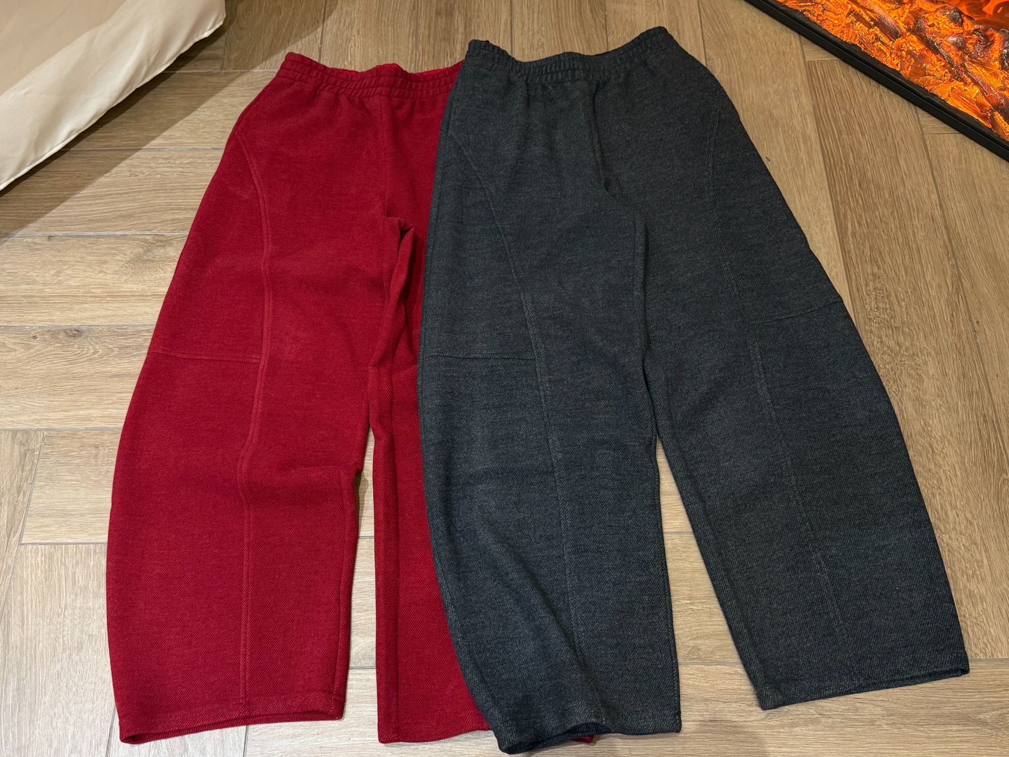 舟舟【羊毛卫裤】女士卫裤加绒加厚款长裤休闲冬季拼接弯刀