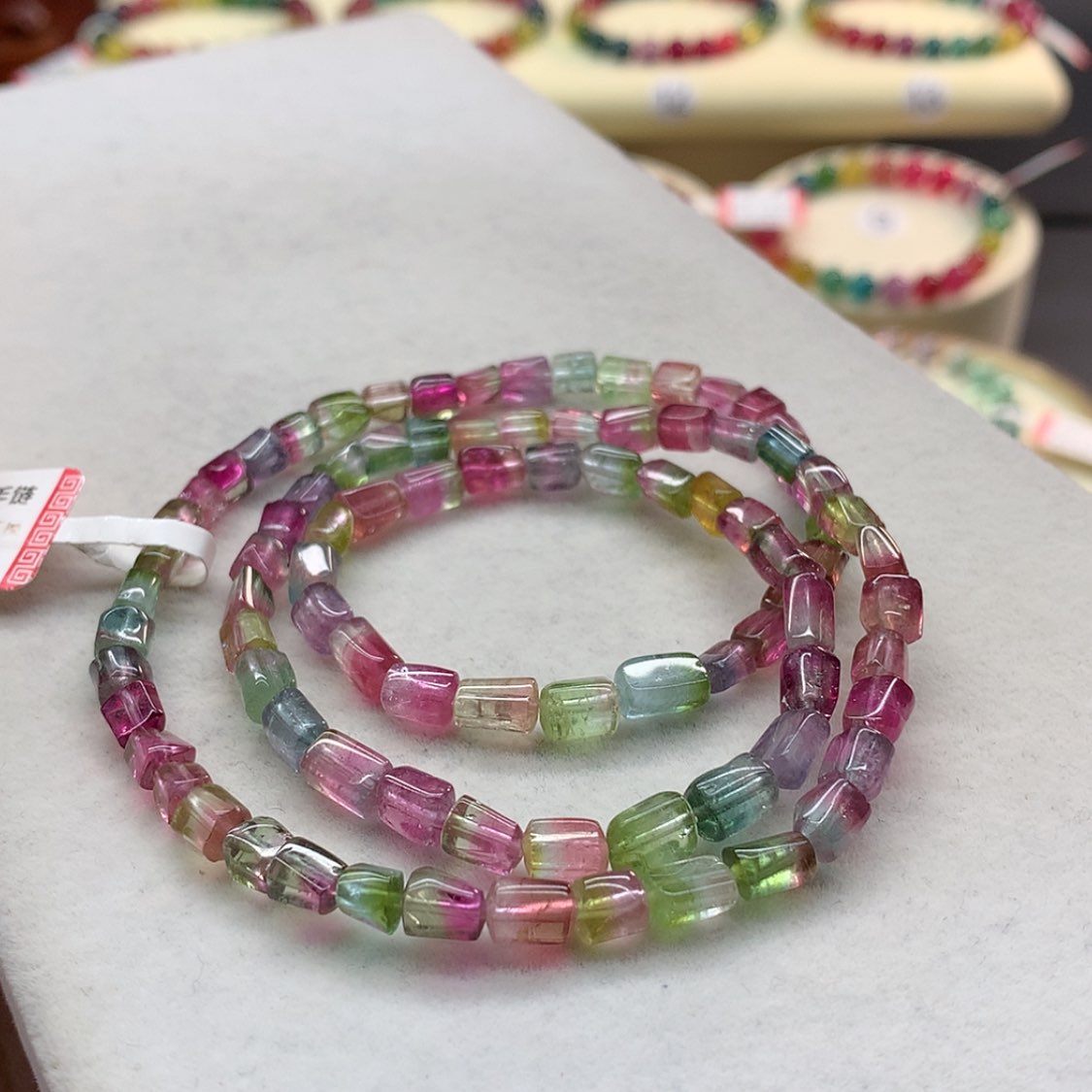 【闪购商品】未镶嵌手链碧玺西瓜方糖多圈5