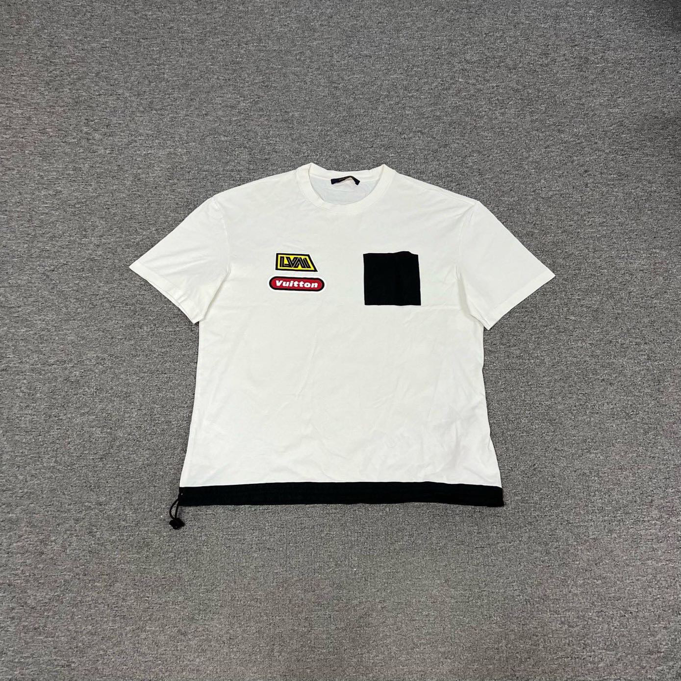 99新 LouisVuitton/路易威登 23FW 拼接尼龙标语短袖 XL码