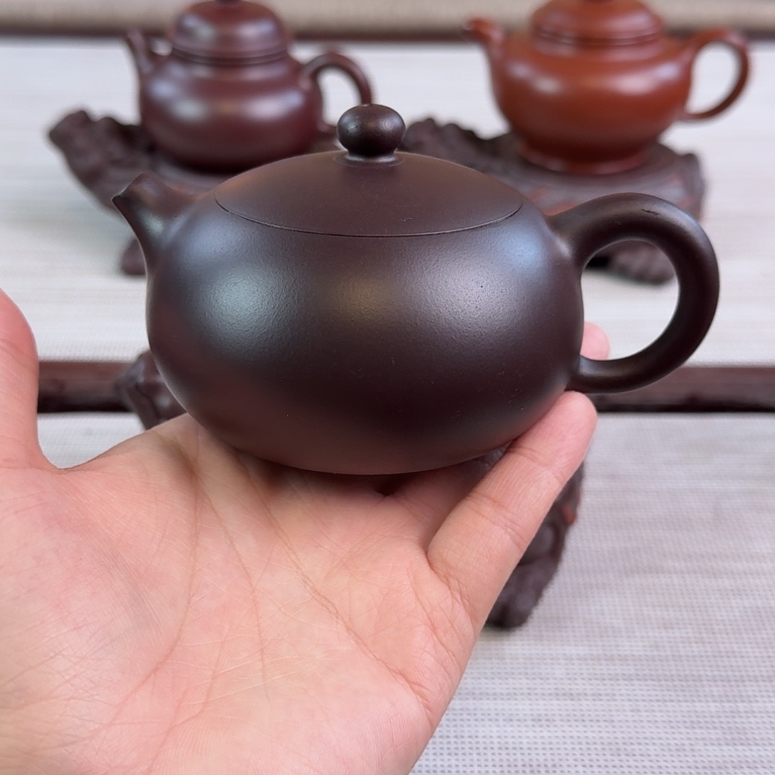 紫砂茶壶220cc老紫泥扁西施