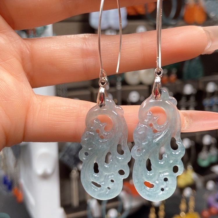 【闪购商品】翡翠耳饰银S925镶嵌耳饰