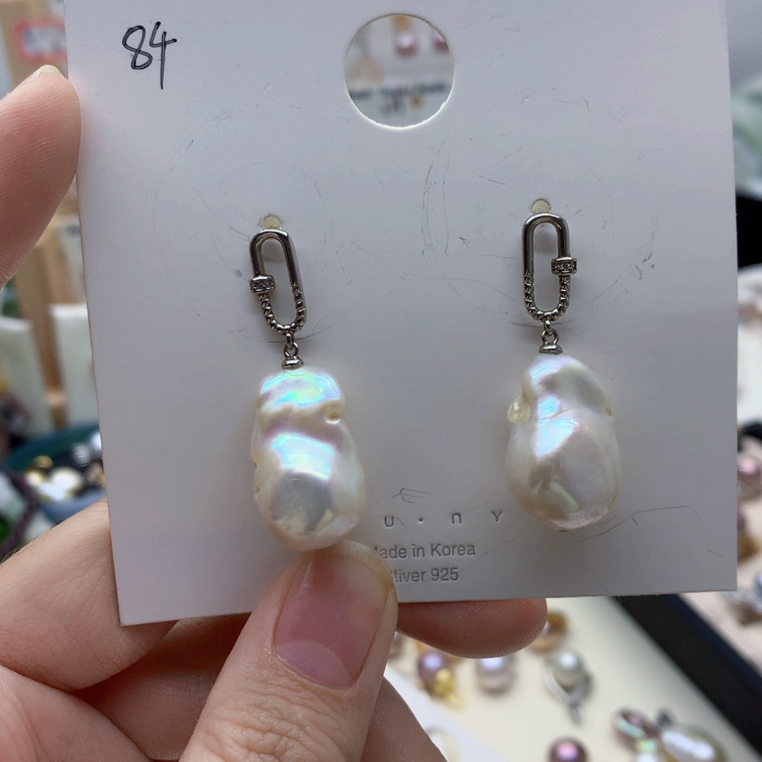 淡水珍珠耳饰银S925镶嵌