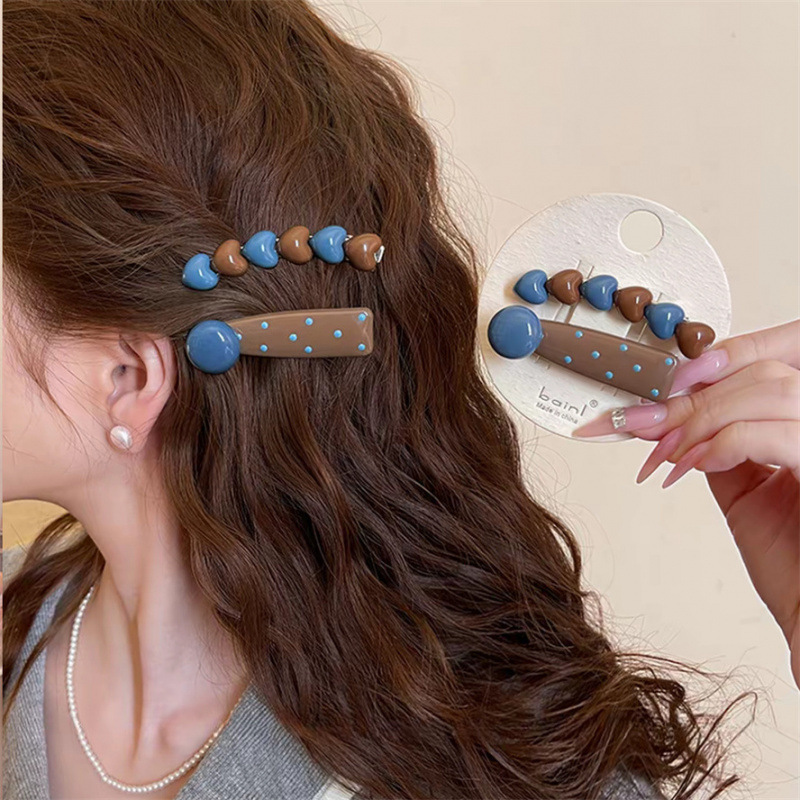 森系简约爱心波点发夹女头发侧边小夹子2025新款高端刘海夹子头饰