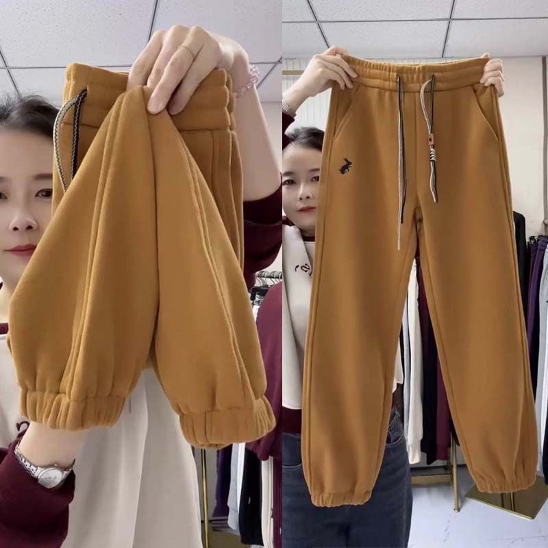 加厚加绒休闲高品质刺绣卫裤舒适显瘦百搭