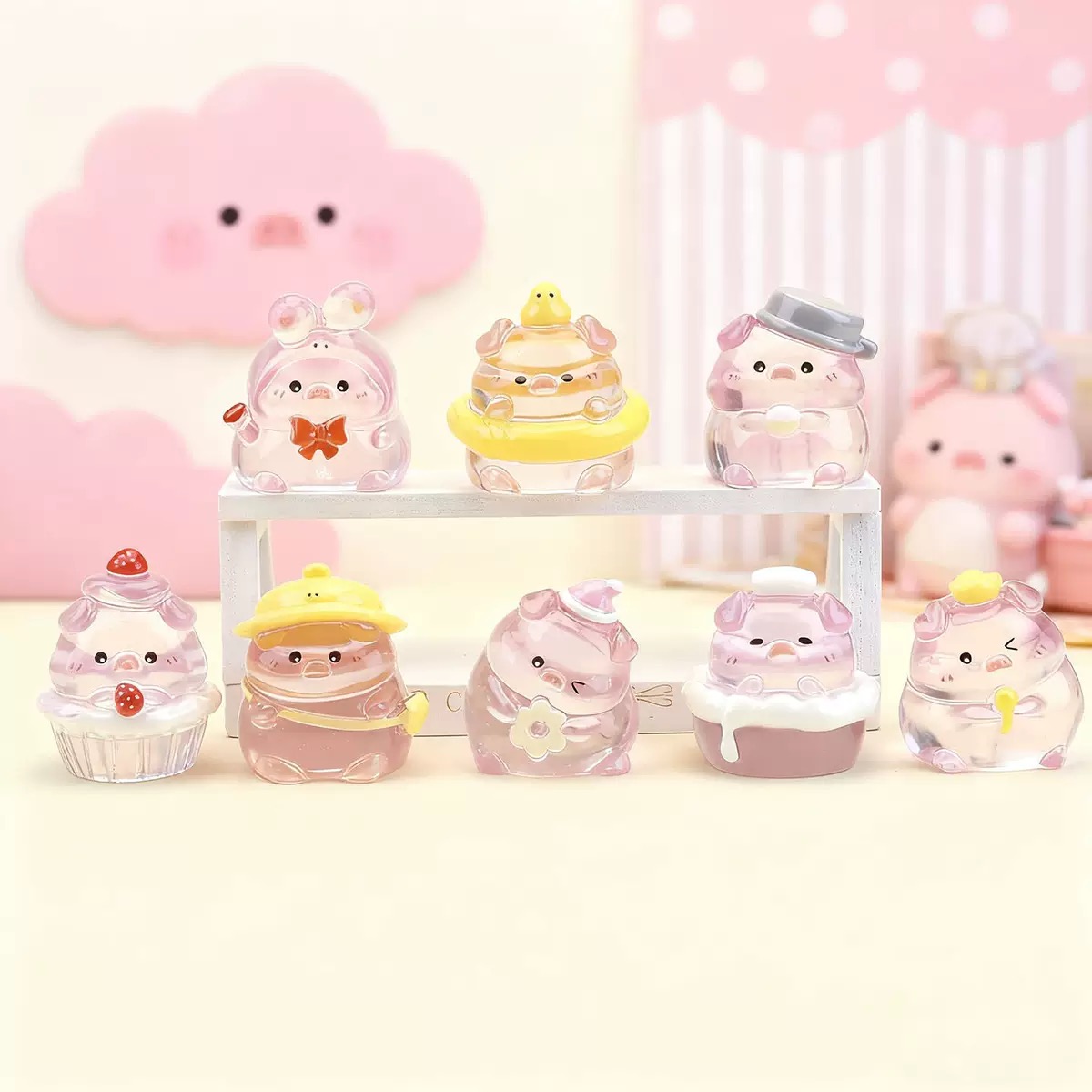 【九宫格】透色粉色小猪 卡通摆件