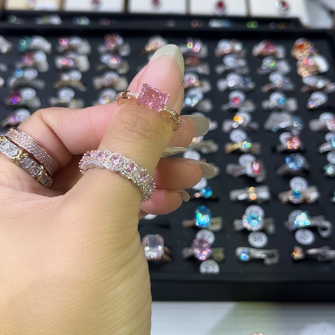 莫桑石非金属B K枚 链条长方粉冰花-16