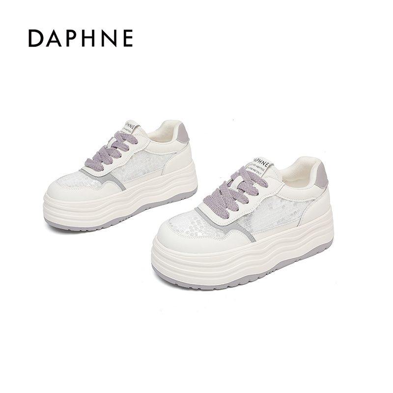 Daphne/达芙妮小白鞋女2025夏季新款百搭透气休闲鞋厚底运动板鞋