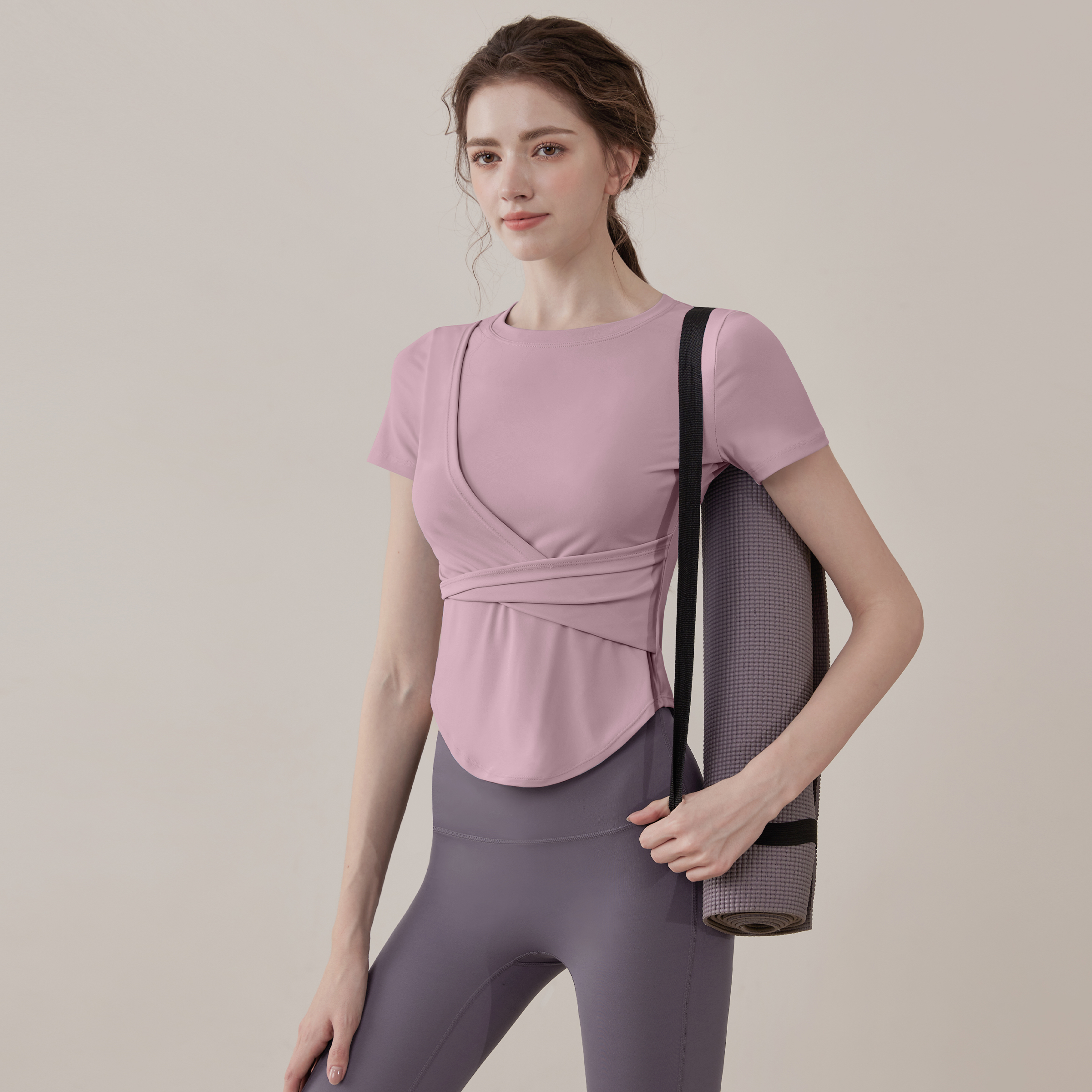 【18号】J34016DY瑜伽服女新款短袖运动上衣夏季跑步健身紧身MCY