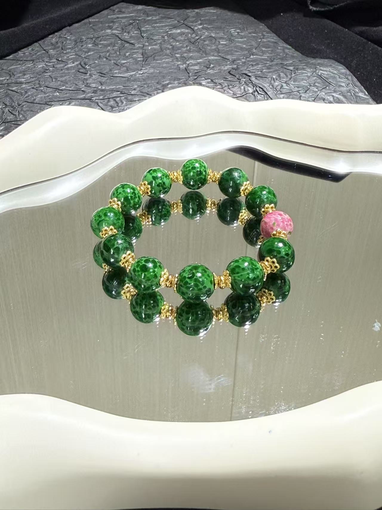 A843【金汐】绿蛙皮手串