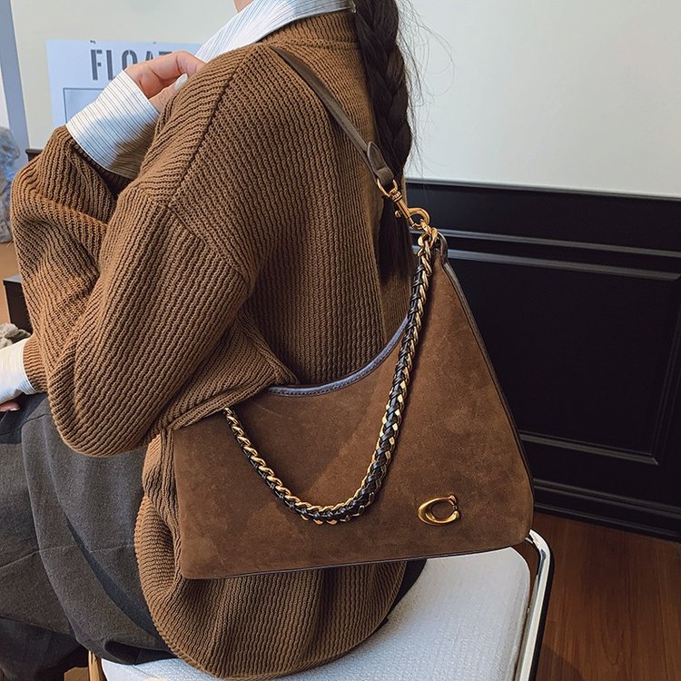 新款大容量磨砂托特包女小众百搭链条单肩斜挎包秋冬时尚通勤女包