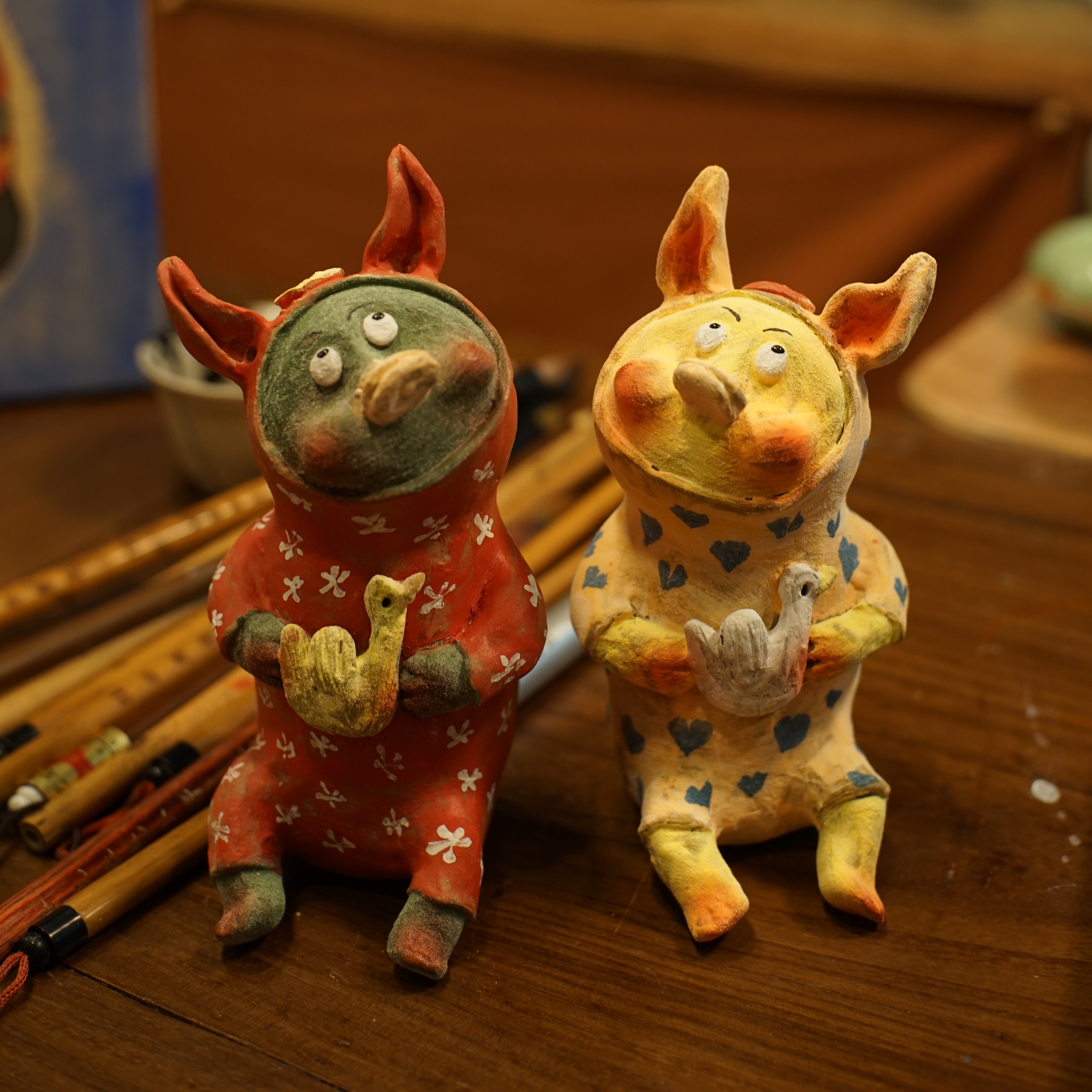 鸭鸭雕塑 全手工 单个价格 高度约13cm