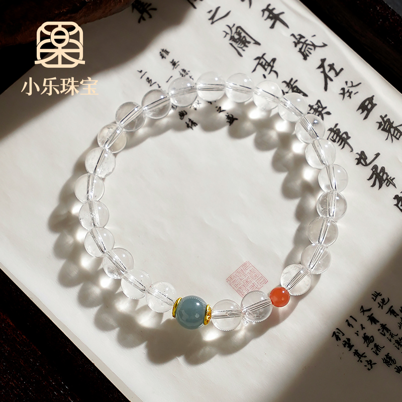 清透白水晶配单珠翡翠南红百搭女士手链多样性发一-10049