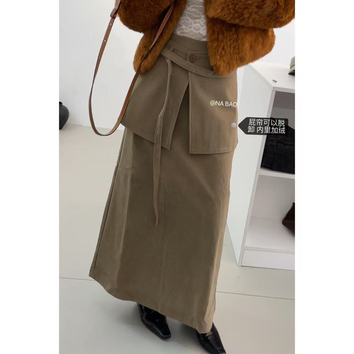 NABAO▶【女冬季加绒百搭重工半身裙】