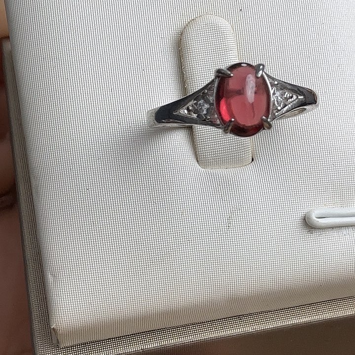 石榴石银S925镶嵌戒指