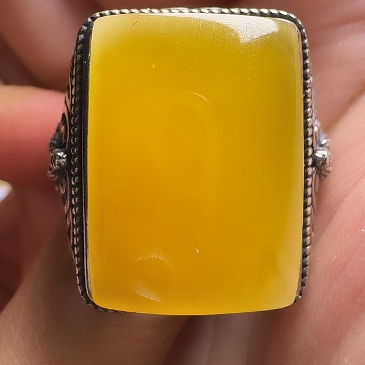 蜜蜡银S925镶嵌戒指戒指