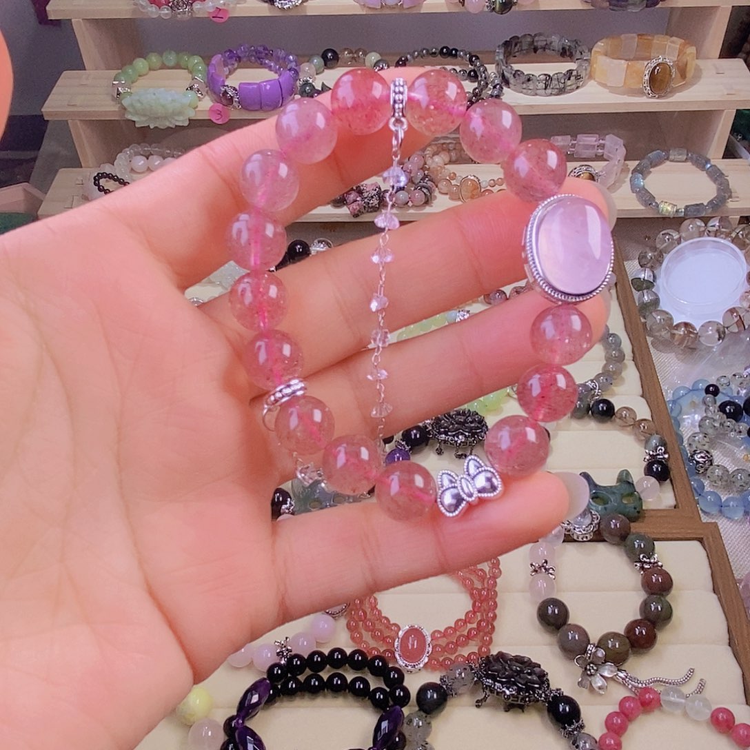 玛瑙/玉髓手链未镶嵌10毫米草莓晶