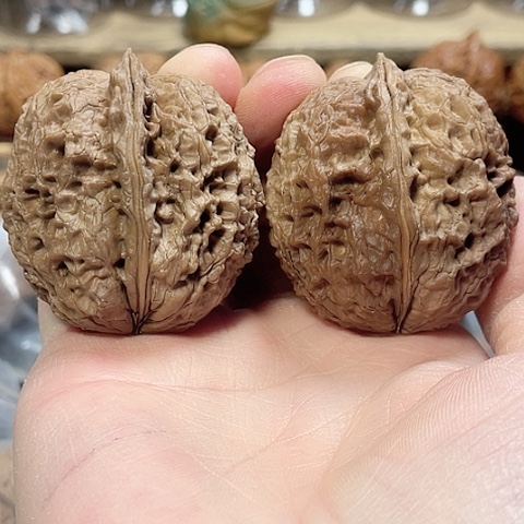 文玩核桃把件铁将军带彩43