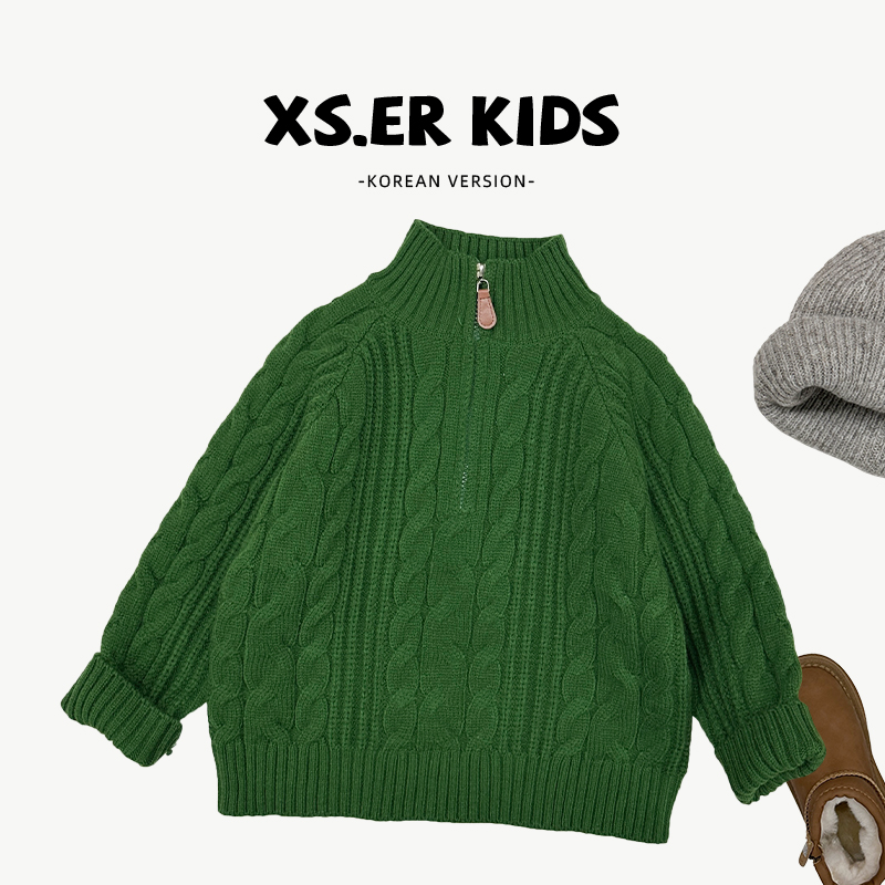 【小饭团】男女童复古休闲针织衫春季百搭宽松毛衣HCXZ3837