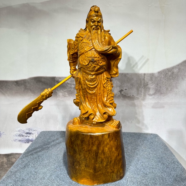 香樟木关公根雕工艺品