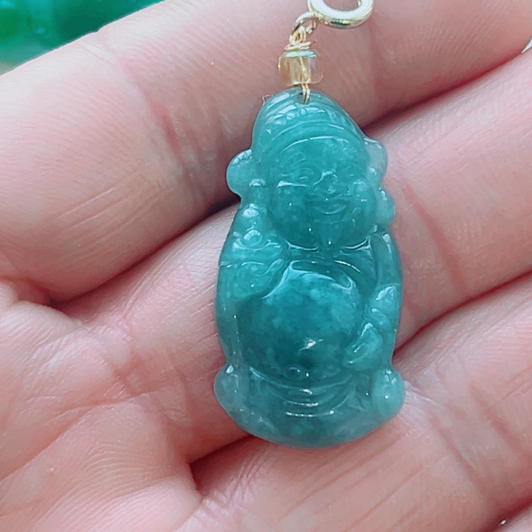 翡翠合金颈饰财神爷