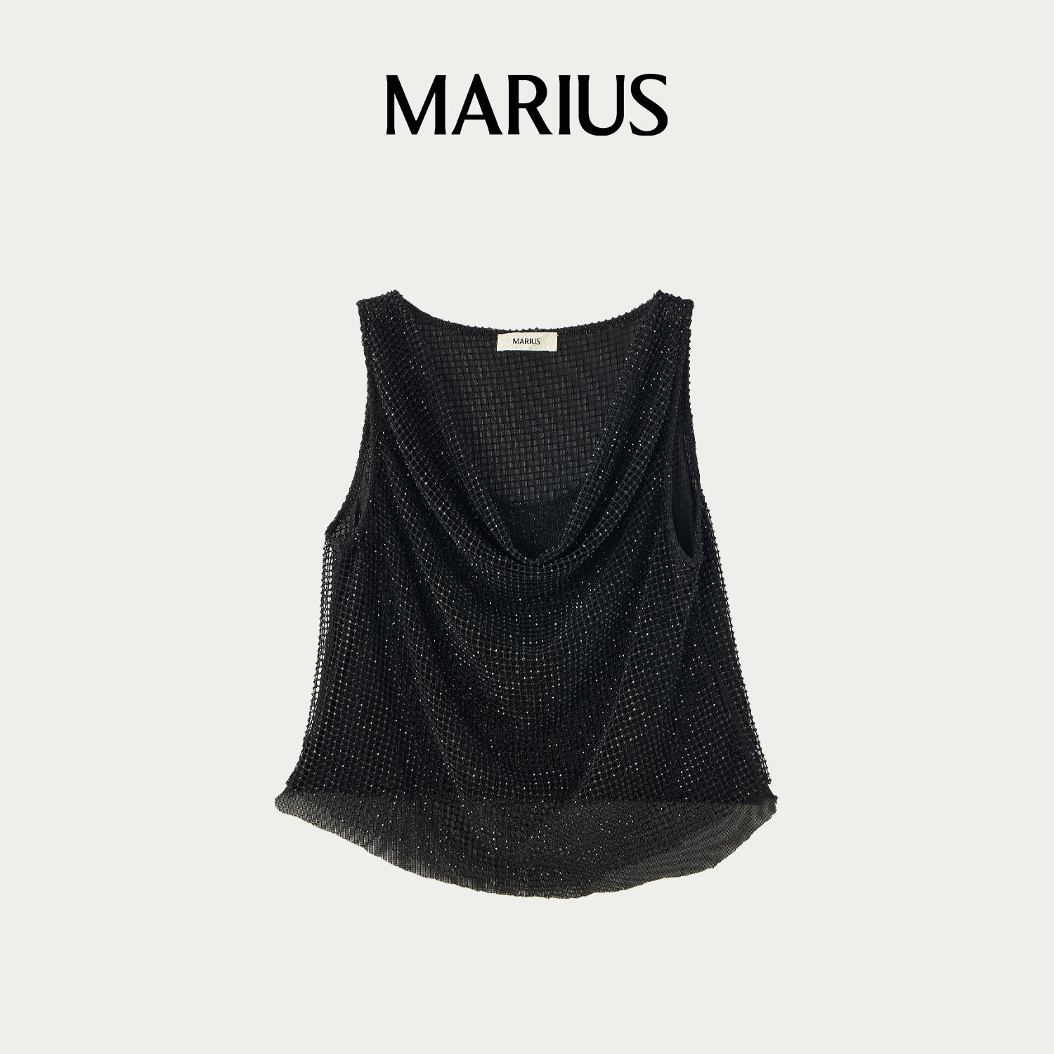 MARIUS”秀场钻石背心“百搭性感气质轻奢渔网荡领背心