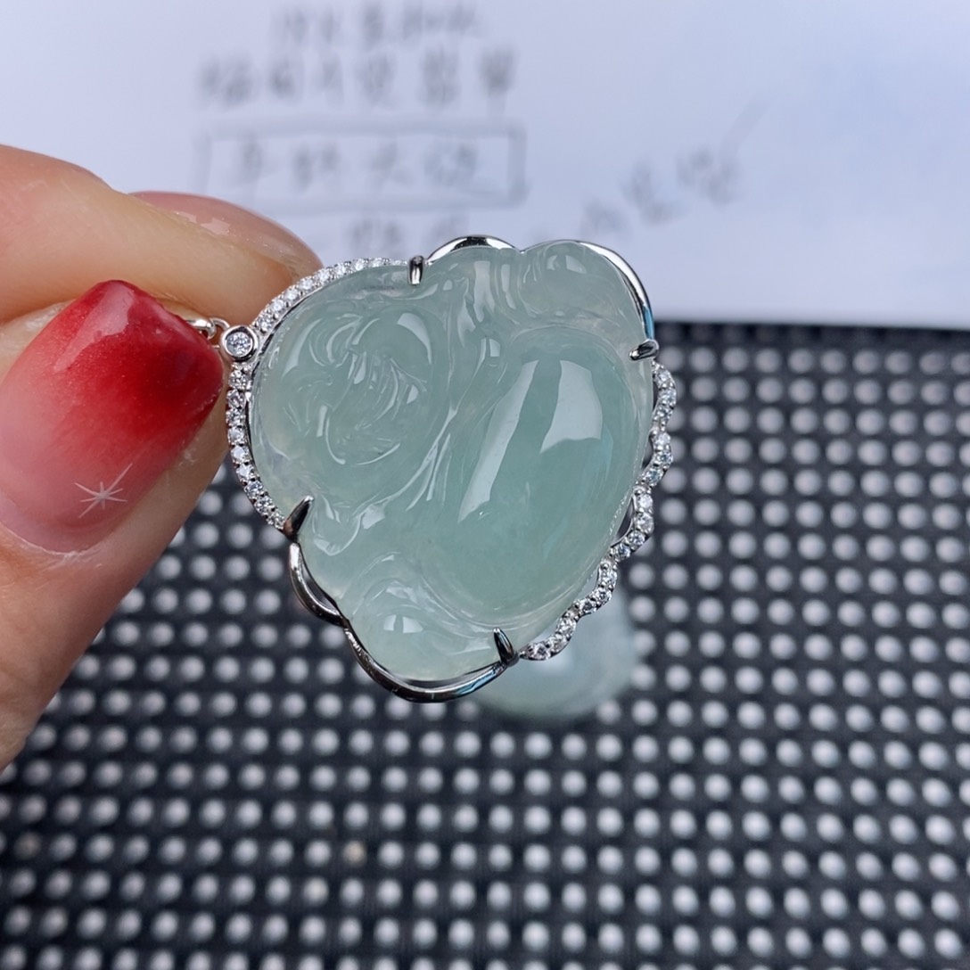 翡翠颈饰银S925镶嵌挂件