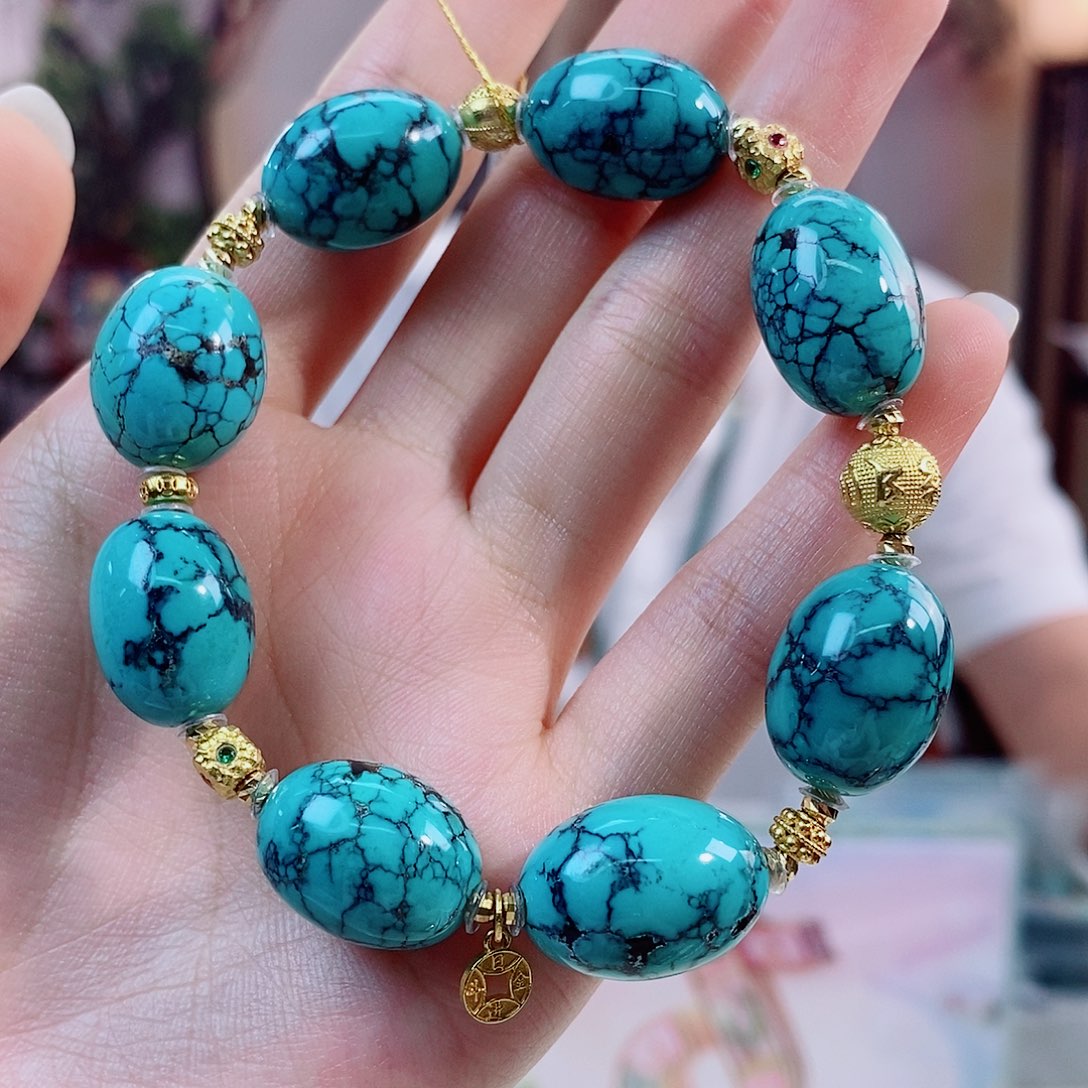 18K金镶嵌绿松石珠宝奇石