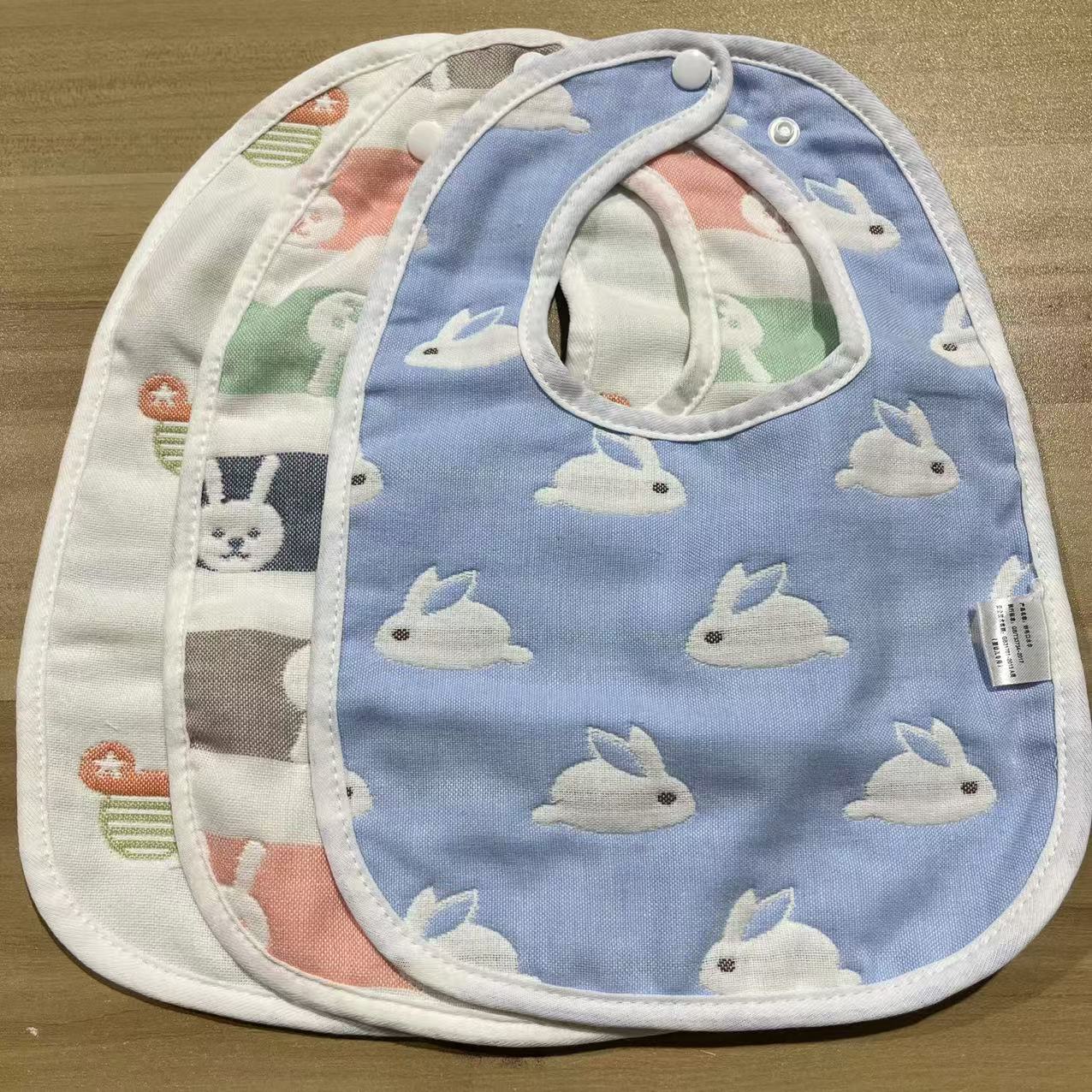 新生儿 纯棉纱布U型织花围嘴 不含防水层 