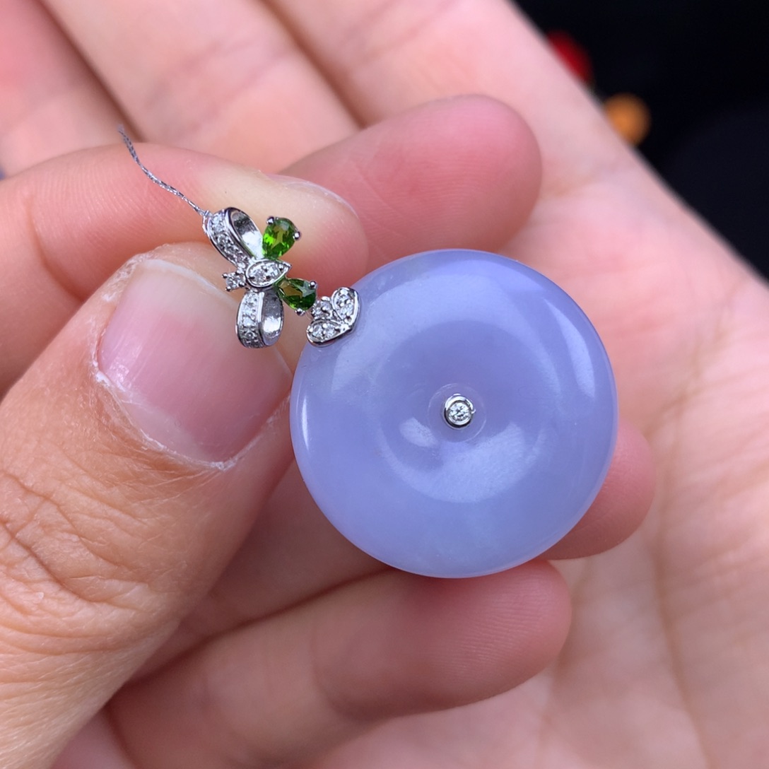 翡翠吊坠(不含链)18K金镶嵌