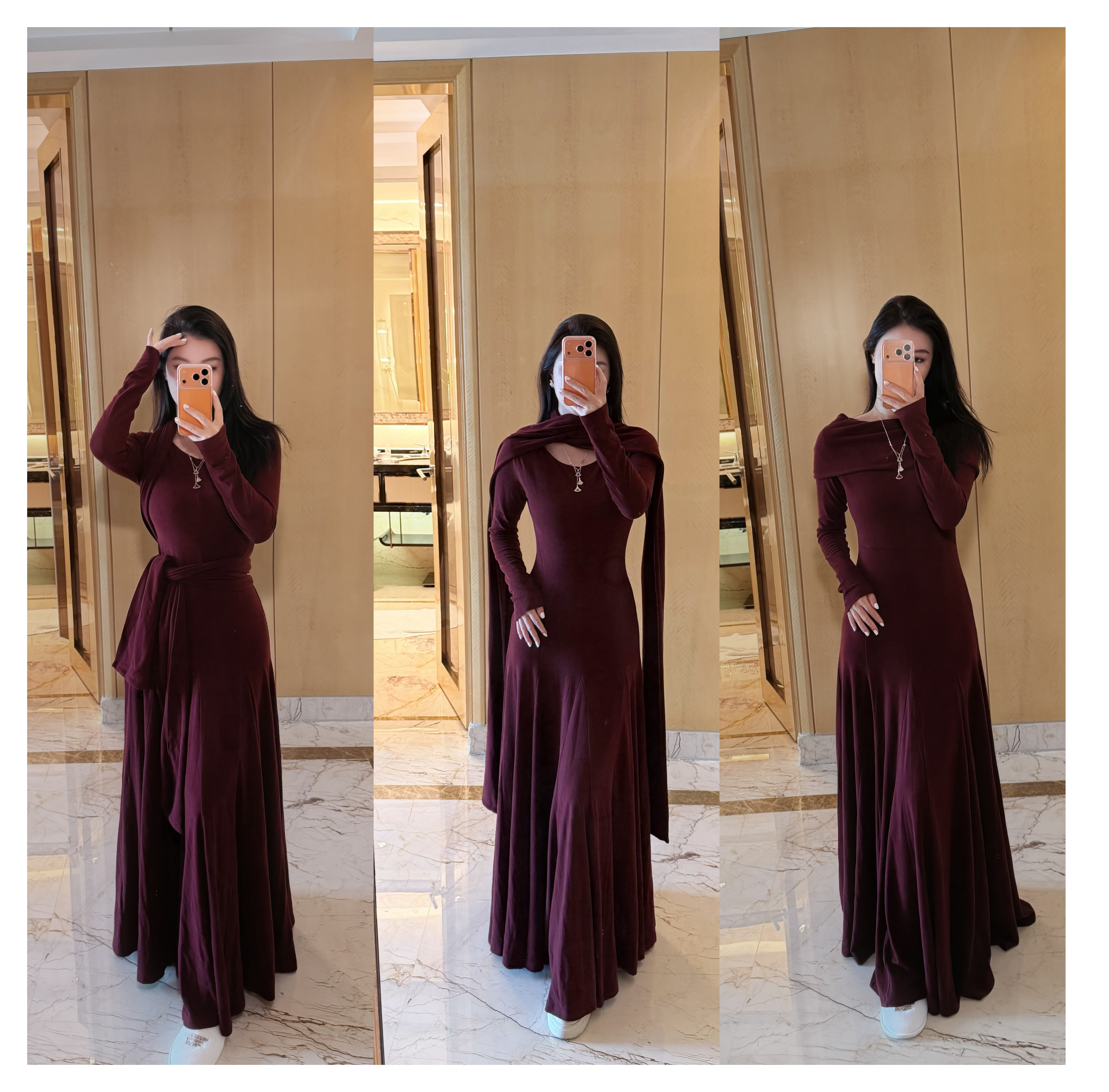 郭甜心【月色朦胧】一衣多穿法式长袖套头长裙外搭气质款连衣裙