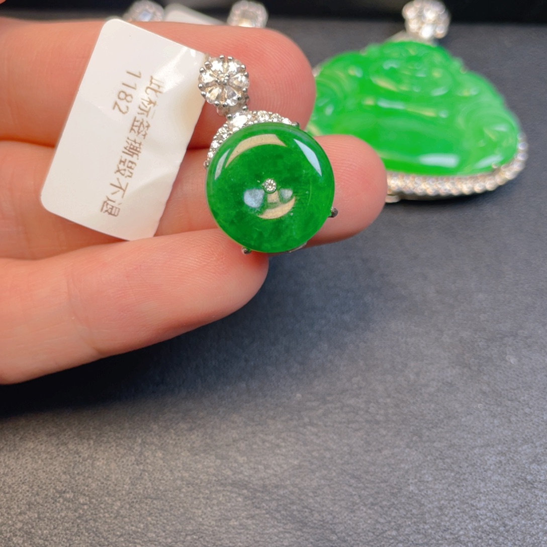 翡翠银S925镶嵌吊坠(不含链)