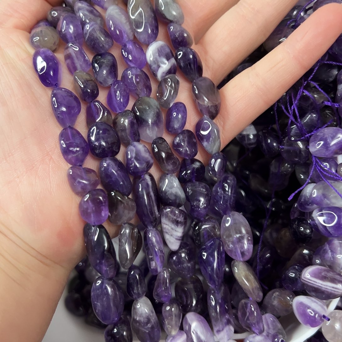 玛瑙/玉髓合金珠宝半成品，卡10x12紫水晶随行一条