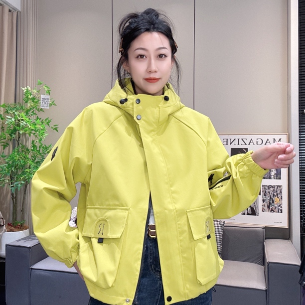 单里衬连帽简约常规款大兜休闲百搭短款风衣外套801#
