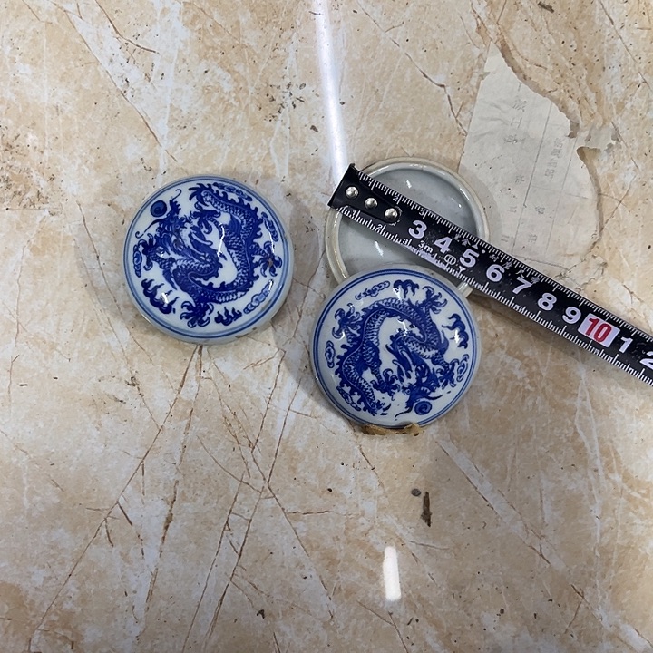 摆件陶2个5.8厘米龙纹小盒子