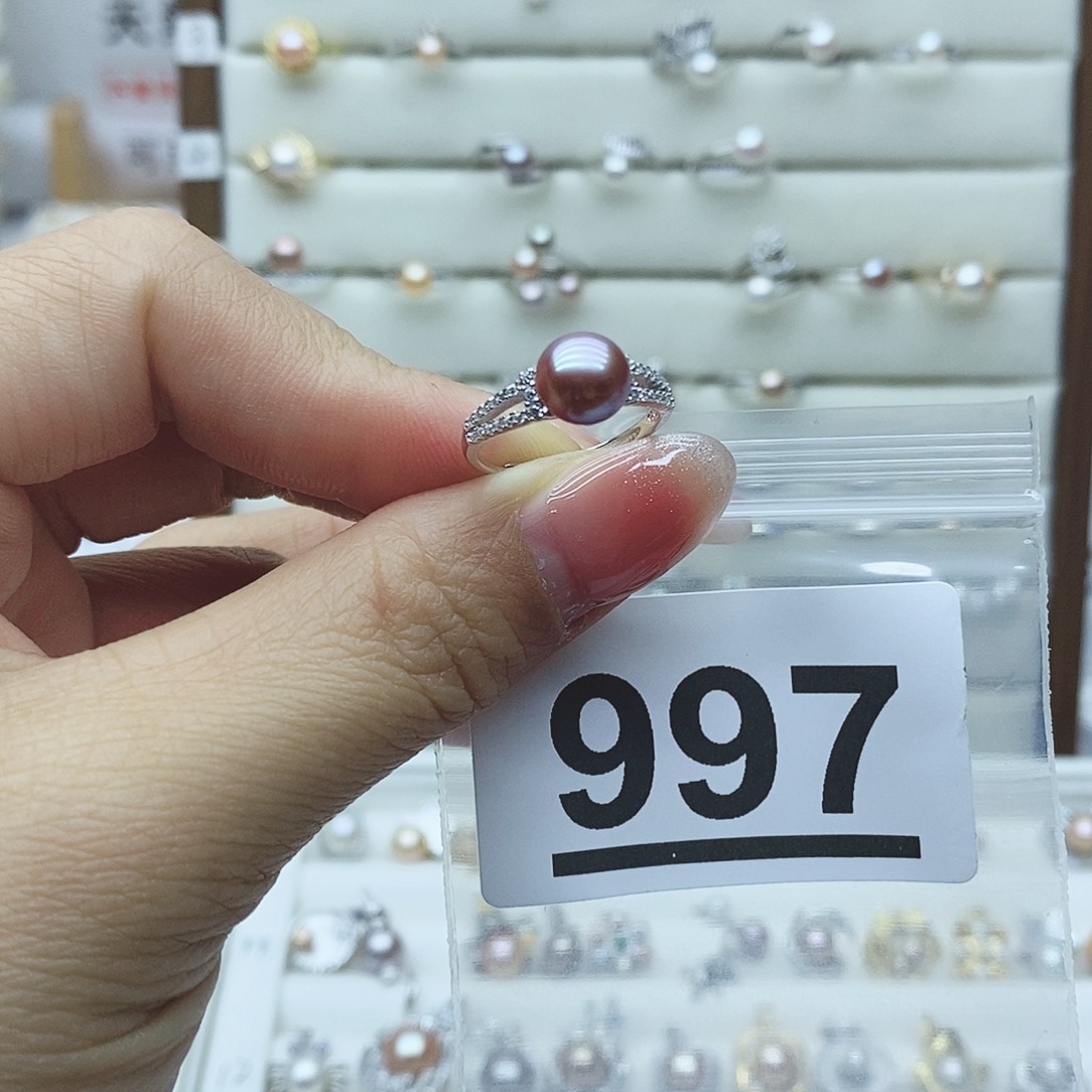 淡水珍珠戒指银S925镶嵌瑜****）997