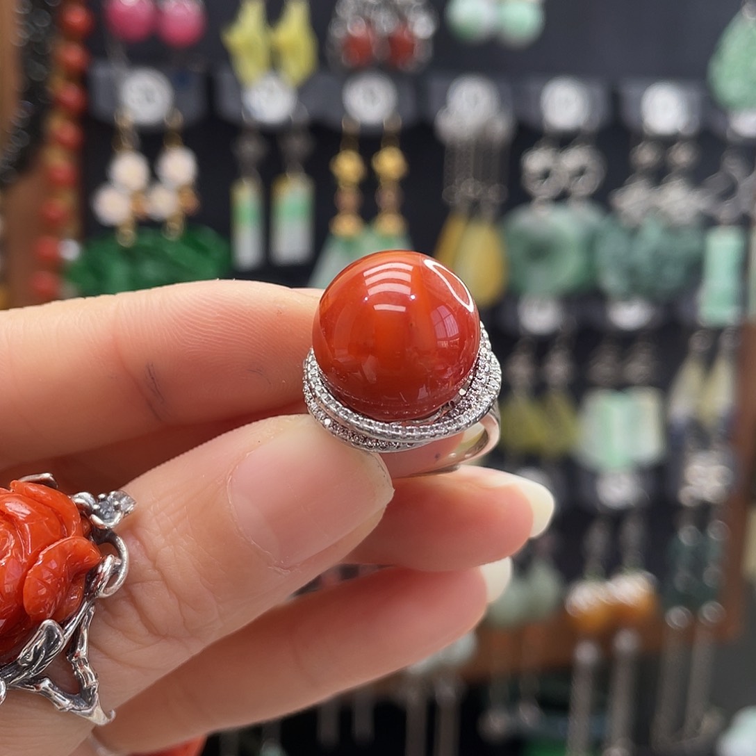 南红玛瑙戒指银S925镶嵌?****?752gjnhgh