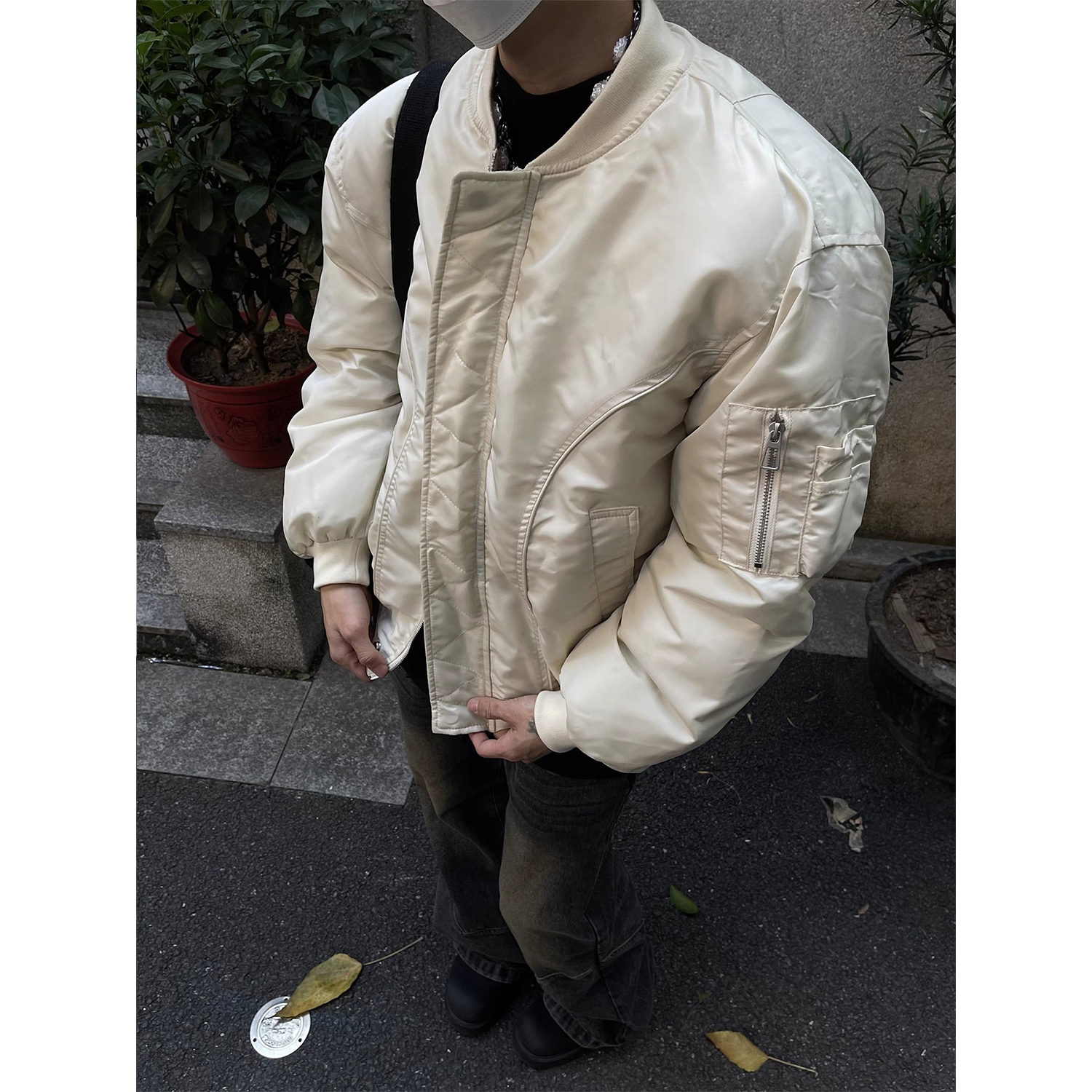 【清仓+CATT-5249】清仓复古字母分割设计加厚棒球服棉服男女