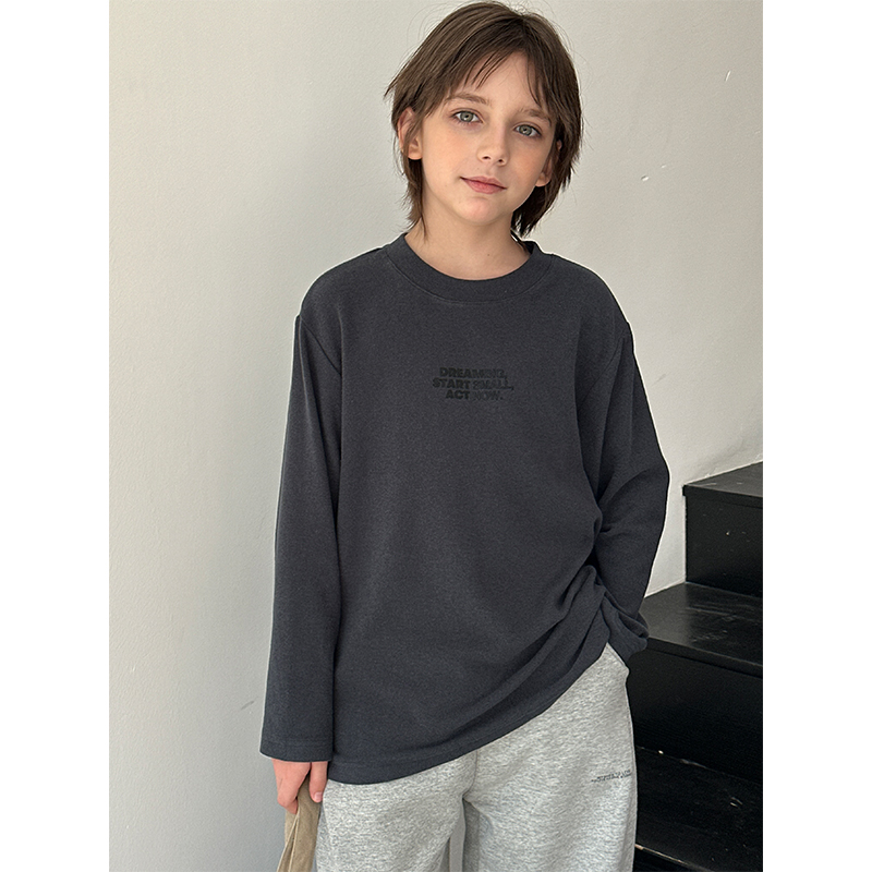 Mast亲子装中大童2025新款秋冬保暖打底衫青少年男女长袖圆领上衣