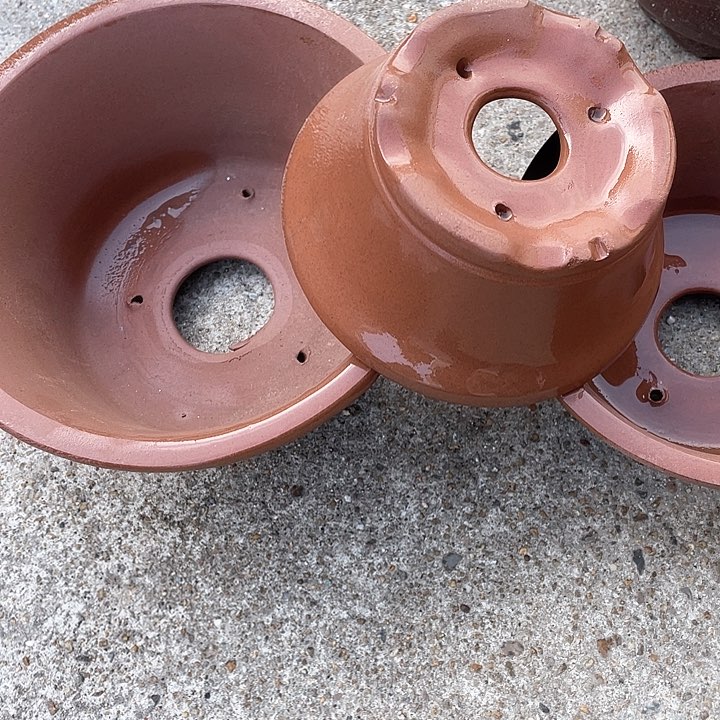 紫砂宜兴紫砂朱泥碗盆三个