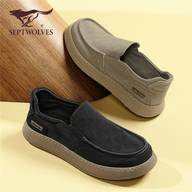 七匹狼男鞋夏季透气鞋新款男士一脚蹬懒人鞋薄款休闲布鞋百搭板鞋