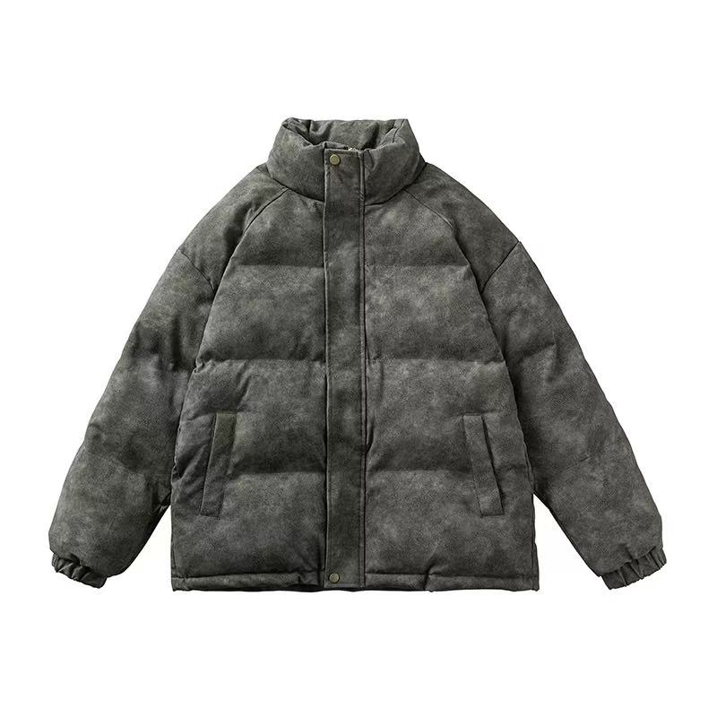 情侣冬季美式棉衣男复古磨砂PU皮棉服潮流面包服宽松加厚保暖外套
