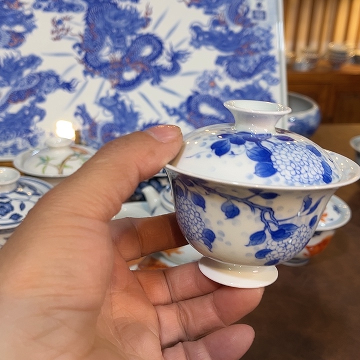 錡镇堂手工手绘盖碗