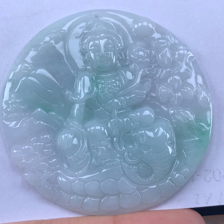 颈饰未镶嵌翡翠普贤菩萨吊坠