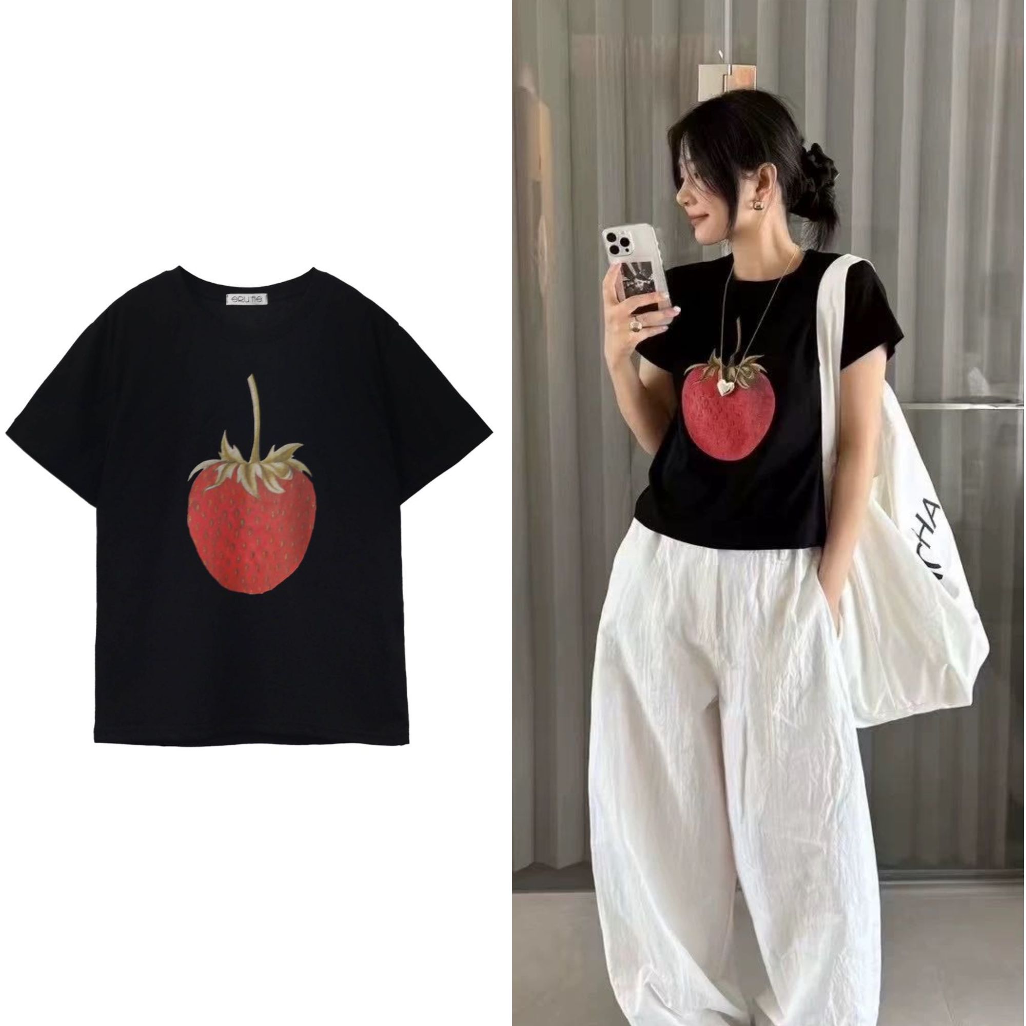 z01「孟孟专属」一颗大草莓短袖T薄款百搭夏季宽松