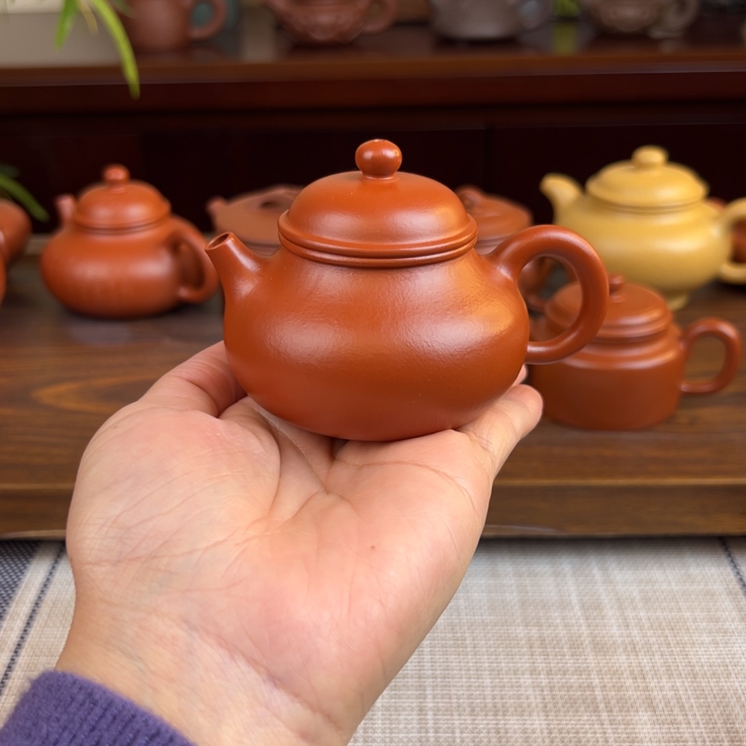 紫砂茶壶朱泥容天全手110cc